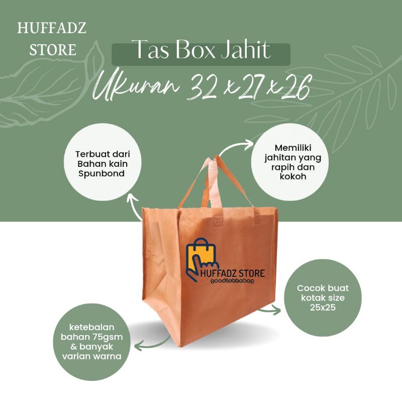 

Tas Goodiebag Spunbond Jahit Box Kue 32x27x26