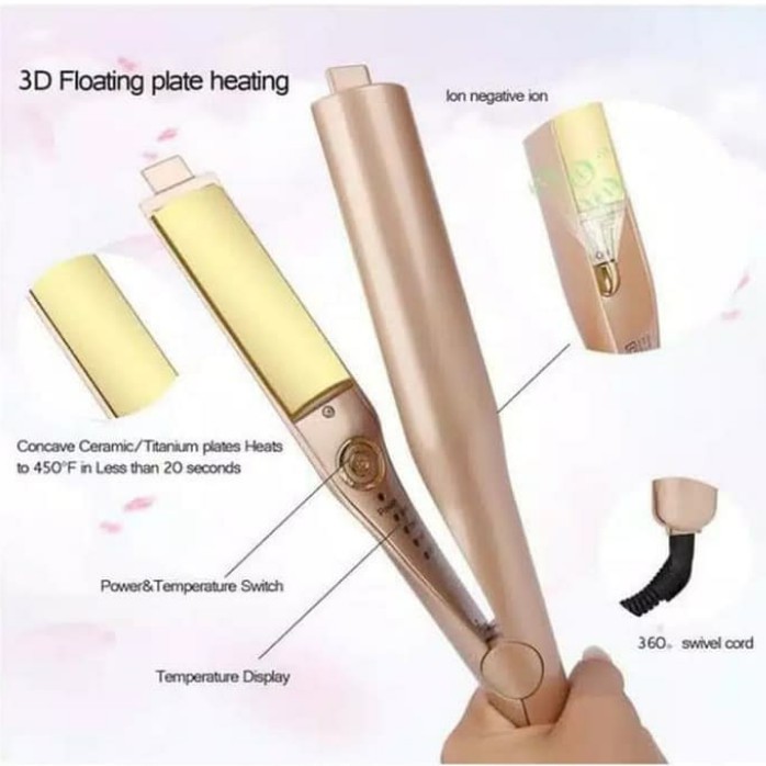 2 IN 1 GOLD HAIR CURLER STRAIGHTENER