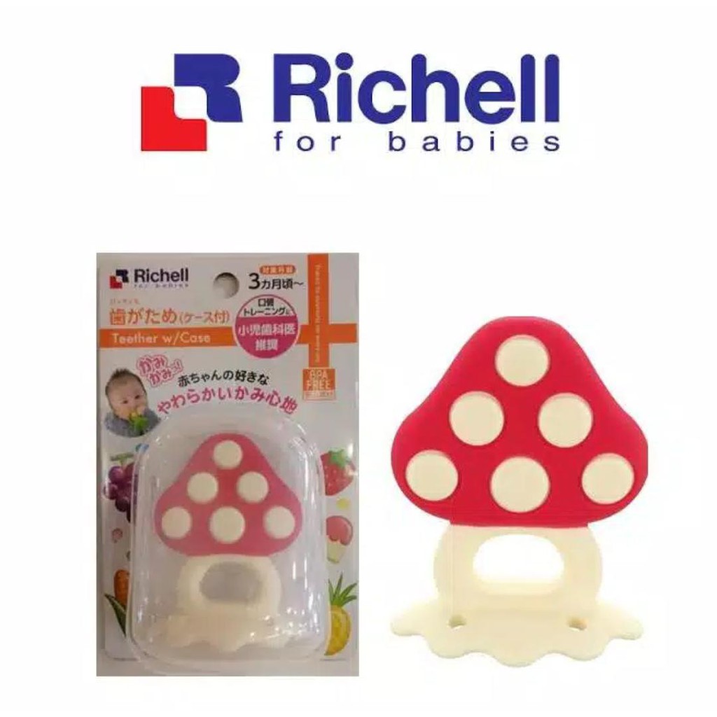 Richell Teether Mushroom With Case Gigitan Motif Jamur - 22025