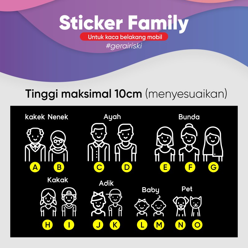 Sticker / Stiker Kaca Mobil Happy Family