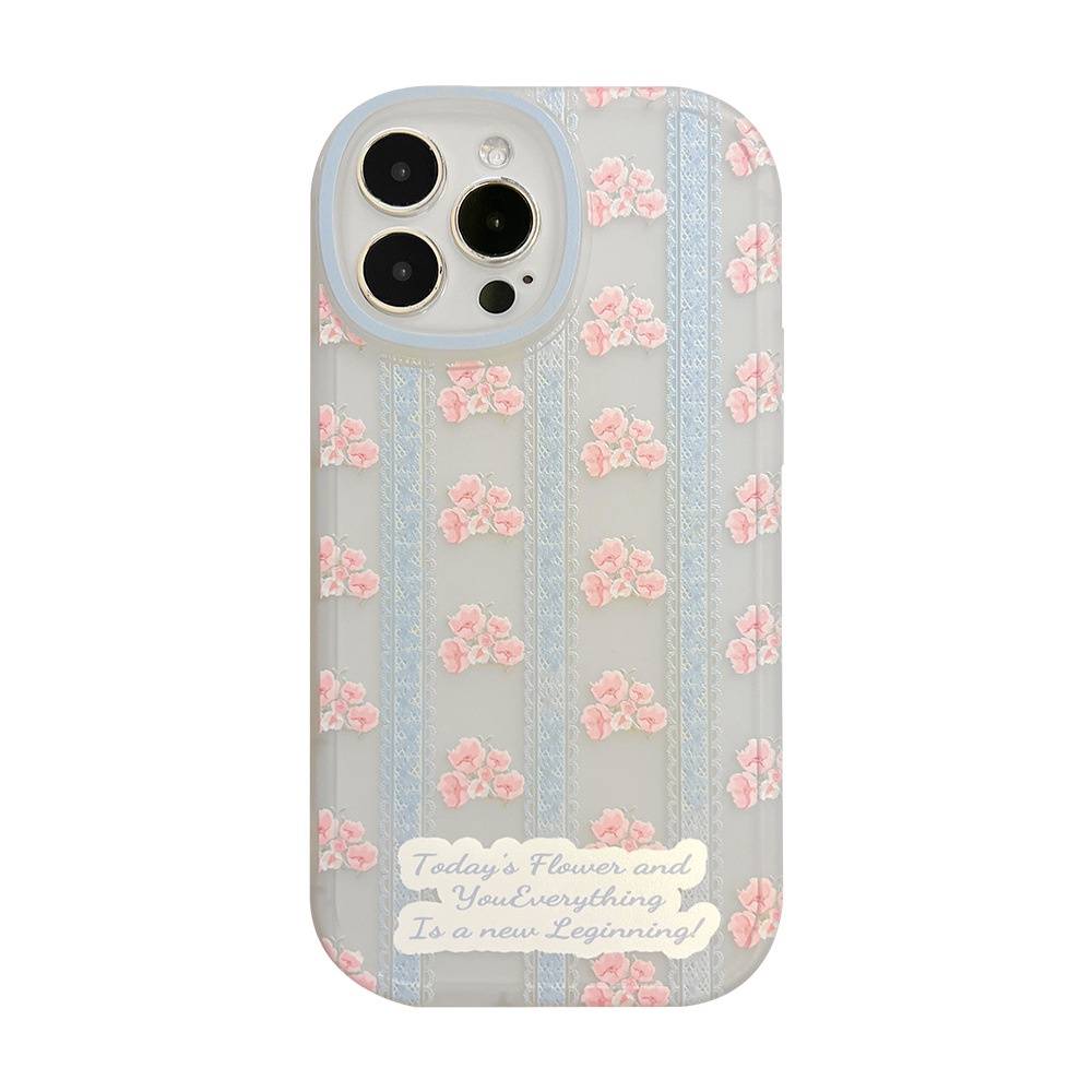 Soft Case Motif Print Bunga Aksen Renda Anti Sidik Jari Untuk Iphone 7 8 PLUS X XR XS 11 12 13 MINI PRO MAX SE 2020