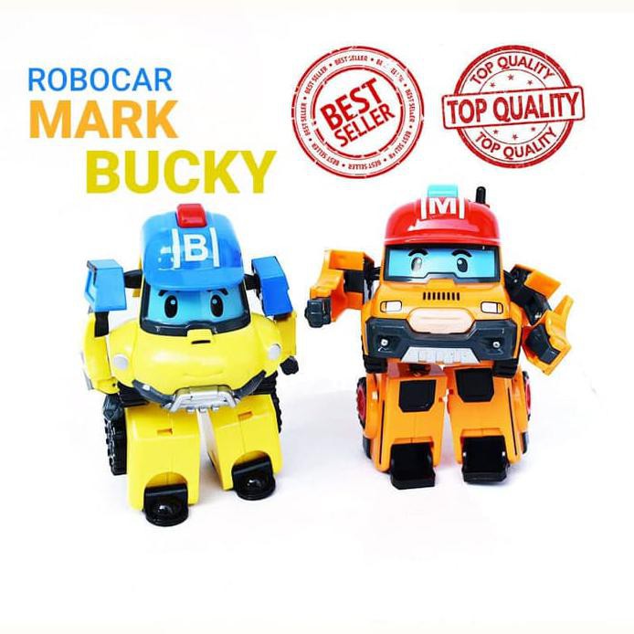 Robocar Poli Transformer Mainan Figure Bucky And Mark Set 2 Bh