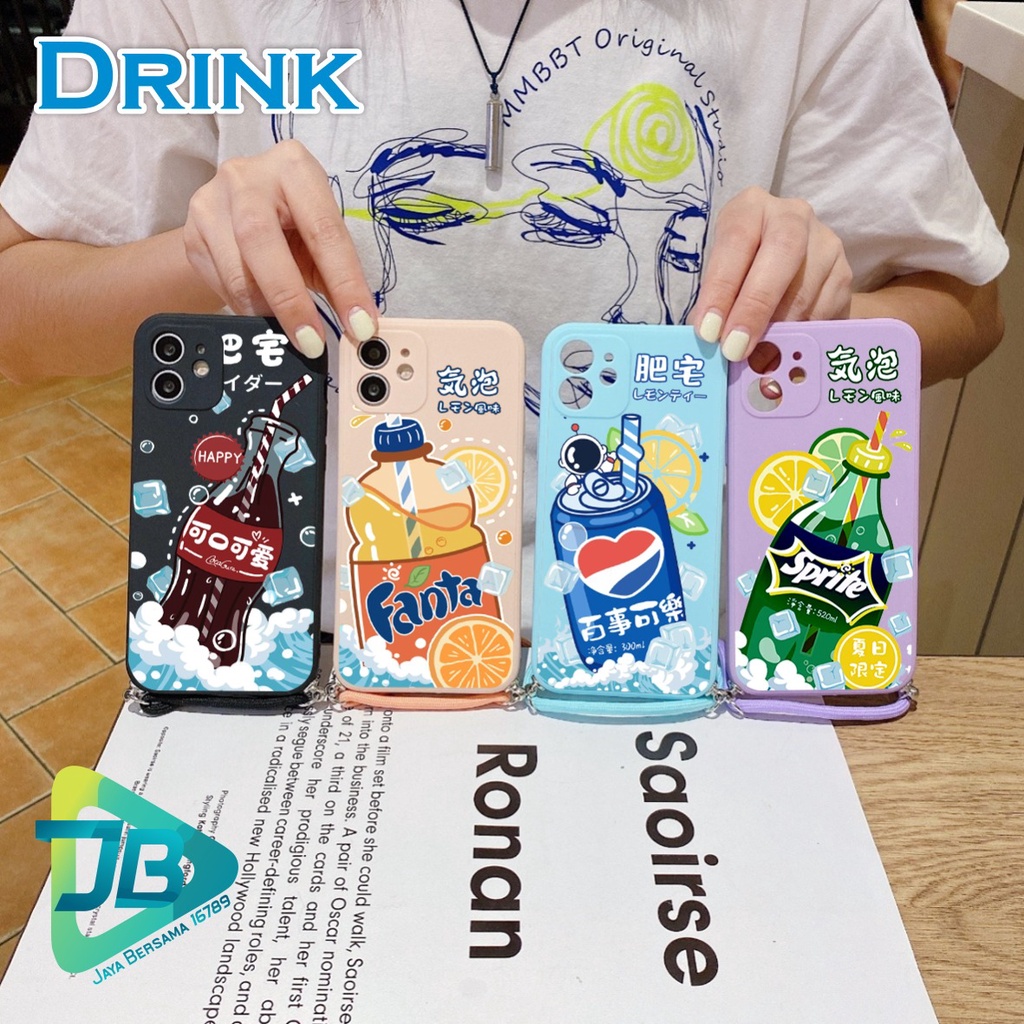 SOFTCASE SILIKON SLINGCASE TALI LANYARD STRAP PHONE MACARON PELINDUNG KAMERA DRINK OPPO VIVO SAMSUNG XIAOMI REALME IPHONE ALL TYPE JB5498