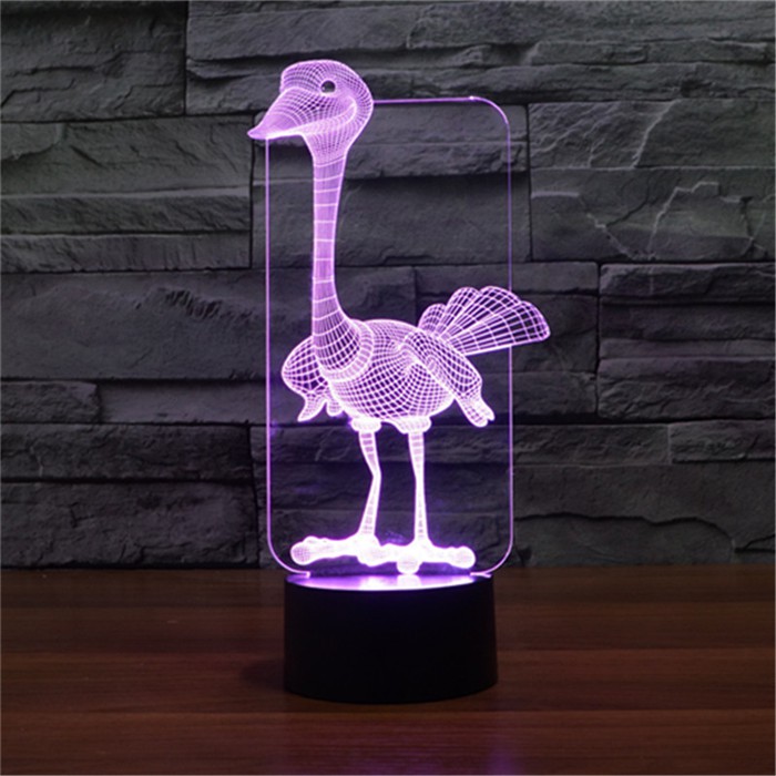 Lampu Meja Led Bentuk Burung Unta Lucu Dengan Slot Baterai Aaa 7