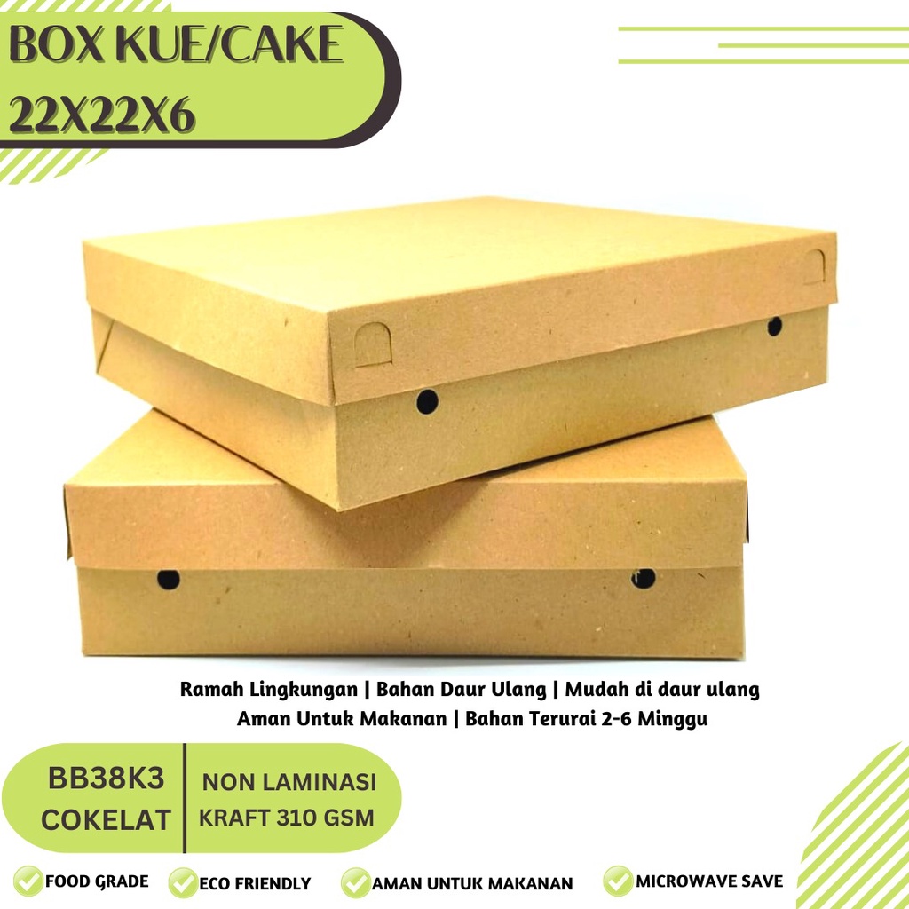 Box Nasi Kotak Dus Nasi 22x22 Box Catering (BB38K3-22X22X6 Cm)