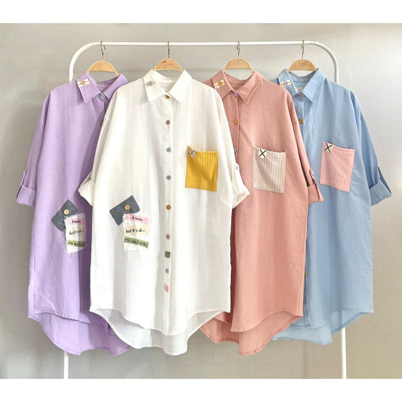 Tunik Kemeja Katun Linen Import Model Baru LuBaNa#6465