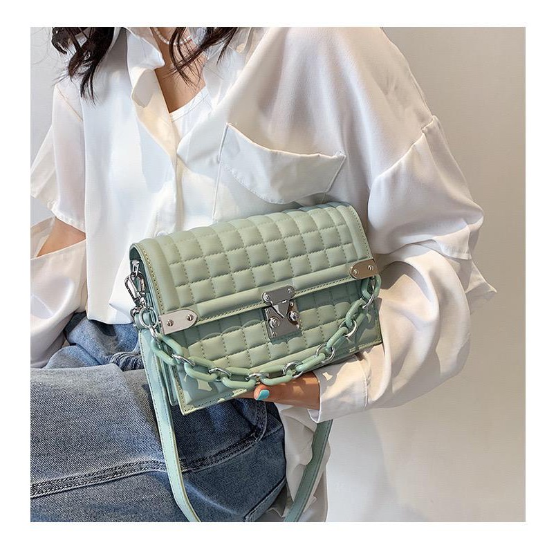 BJ15220 - BLACK/GREEN/GRAY/KHAKI/PINK/PURPLE/RED/WHITE/YELLOW - TAS SLEMPANG PESTA CLUTCH MOTIF KOTAK MODEL CHAIN TALI RANTAI MEWAH TAS WANITA FASHION IMPORT MODIS ELEGAN TERMURAH TERLARIS TERBARU BAGSTORE JAKARTA TAS BATAM ELJ5220 LT1468