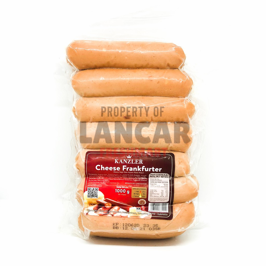 KANZLER CHEESE FRANKFURTER 1KG / KANZLER SOSIS SAPI &amp; AYAM RASA KEJU 1KG