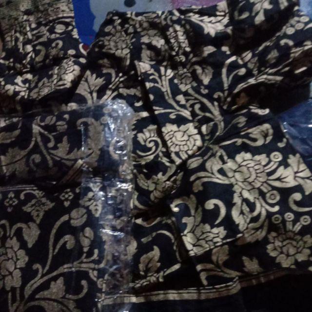 Batik Couple Batik Keluarga Ibu Ayah Dan Anak Maura Couple Sania Ruffle Modern ( Prada Bakung Gold )