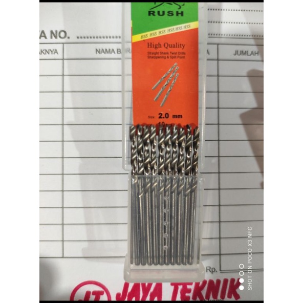 mata bor besi dan kayu 2mm rush harga perkotak (isi 10pc)