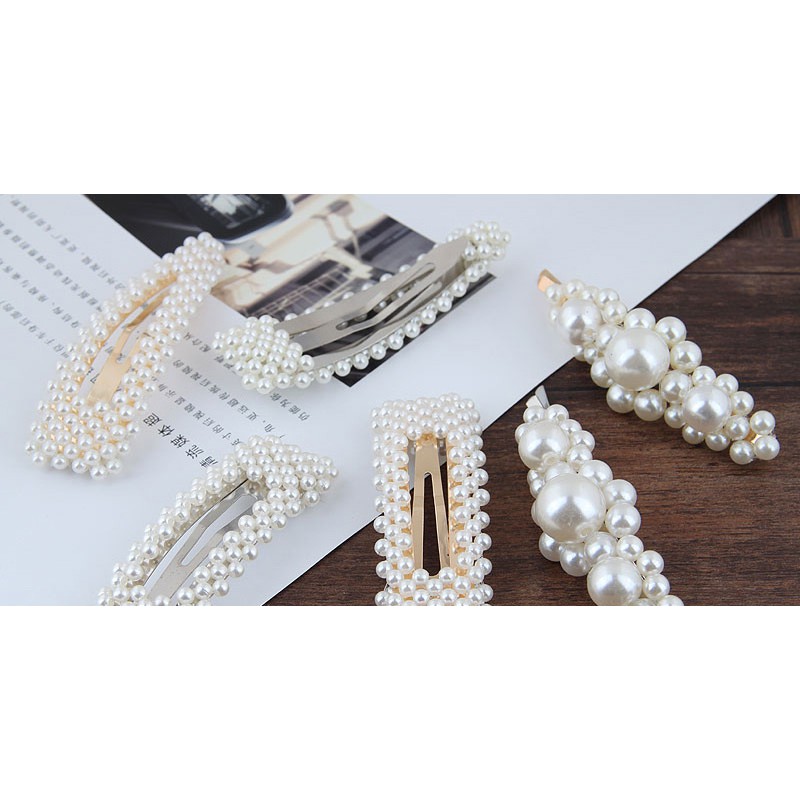 LRC Jepit Rambut Fashion Pearl Square Hairpin A57695