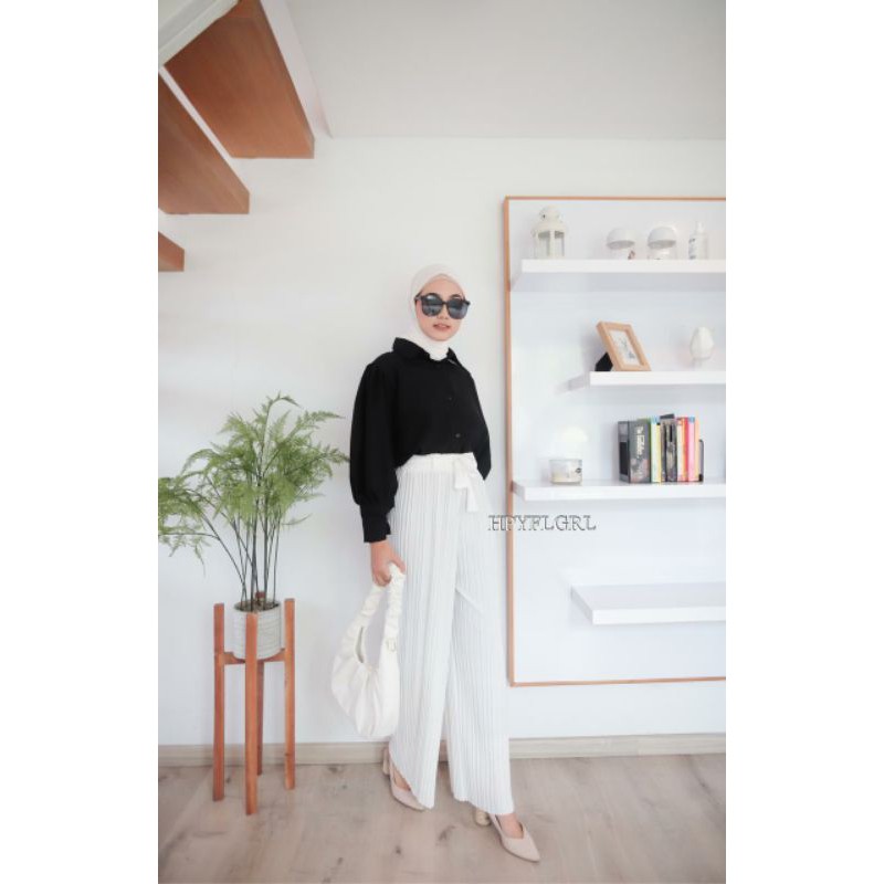 KULOT PLISKET PUTIH DAN LILAC / KULOT PLISKET PREMIUM