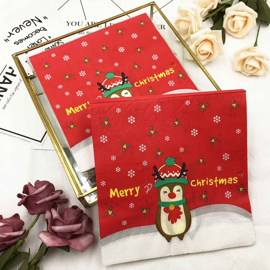 20 Sheets/Pack Christmas Theme Paper Napkin For Wedding Birthday Home Party Decoration Servilleta Supplies