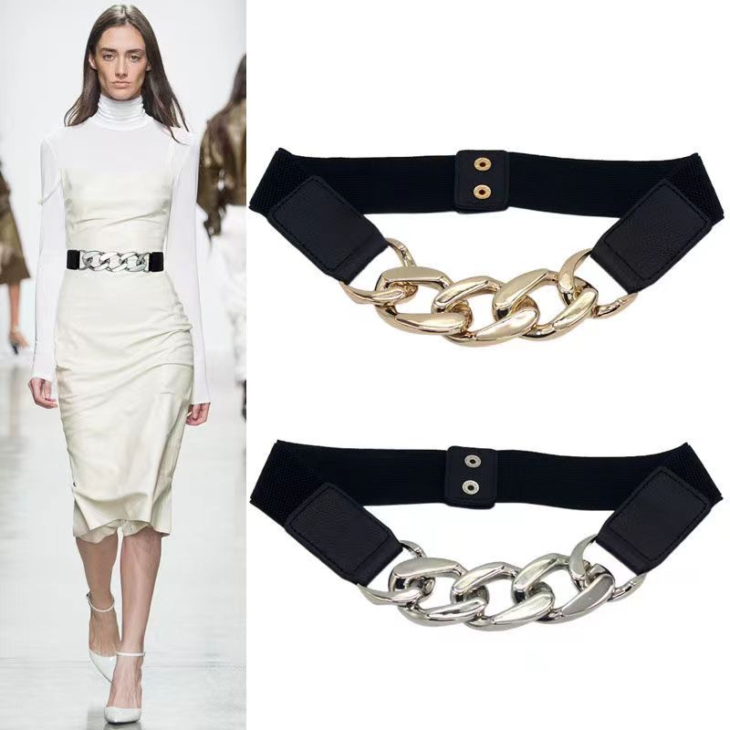 BGS-127 Ikat Pinggang Karet Melar Stretch Belt Women Fashion Style Sabuk Wanita Rantai Gaya