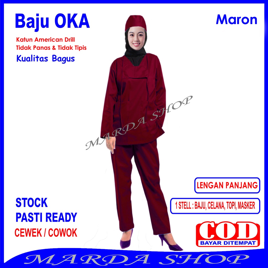 Baju OKA/Baju Perawat, Pria Wanita Lengan Panjang