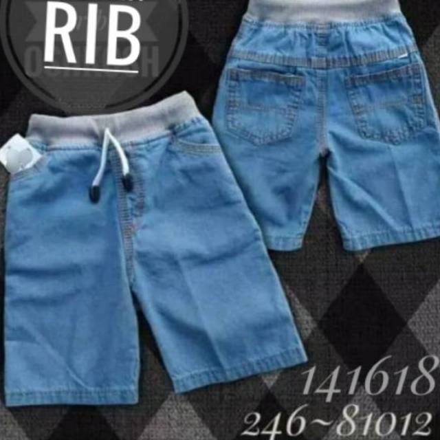 Celana jeans pendek anak BIRU RIB kekinian modern anak Celana jeans pendek anak BIRU RIB kekinian modern anak