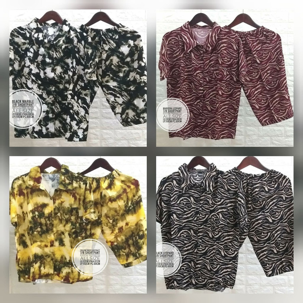 Setelan rumahan / piyama katun rayon ukuran 7/8 allsize