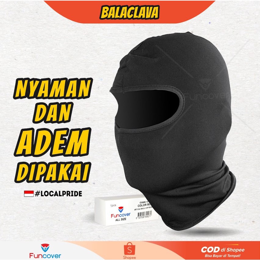 Balaclava Funcover Pelindung kepala Full face helm Masker Ninja Motor