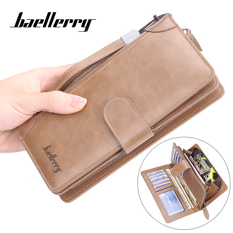 BAELLERRY S6701 Dompet Pria Wanita Panjang Bahan Kulit PU Leather Premium