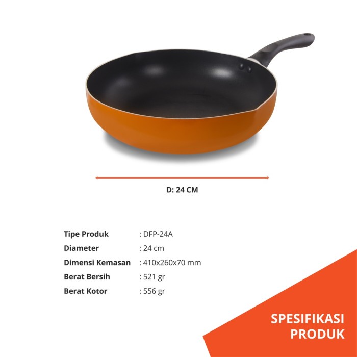 Deep Wok PanPanci  24cm Miyako DFP 24A DFP24A Wajan Anti Lengket Bibir Tuang