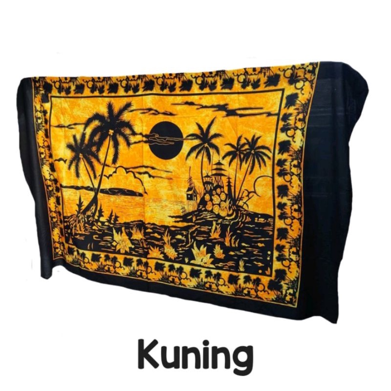Sarung pantai lukis khas bali | Sarung pantai handmade | Kain pantai lukis | Sarung pantai murah-Pantai yellow