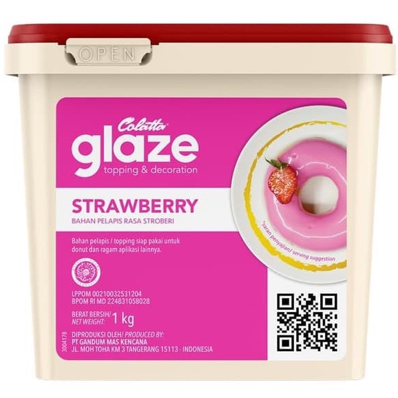 

Colatta Glaze Strawberry 1kg Box Selai Olesan Topping & Decoration Bahan Pelapis Rasa Stroberi