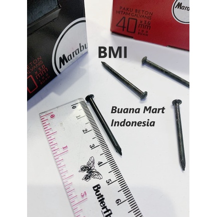 Paku Beton Marabu Hitam 4cm | Paku Beton Hitam Galvanis 40mm ( Box )