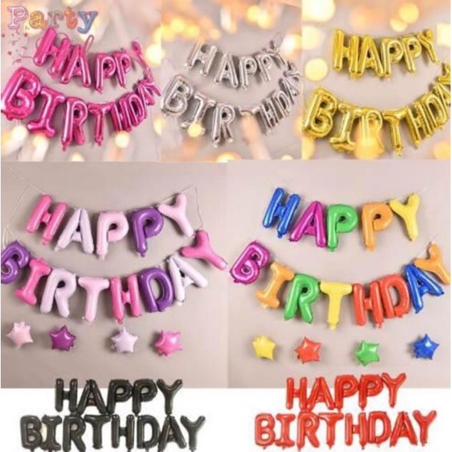 Balon Foil Huruf Set Happy Birthday / Balon Tulisan Happy Birthday / Balon Happy Birthday / Balon Set Happy Birthday