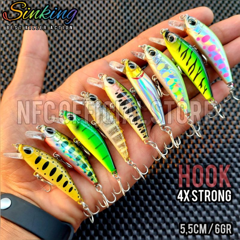 Lure minnow sinking 5,5 cm 6 gram HOOK 4X STRONG Replika Astuti Relix Nusantara