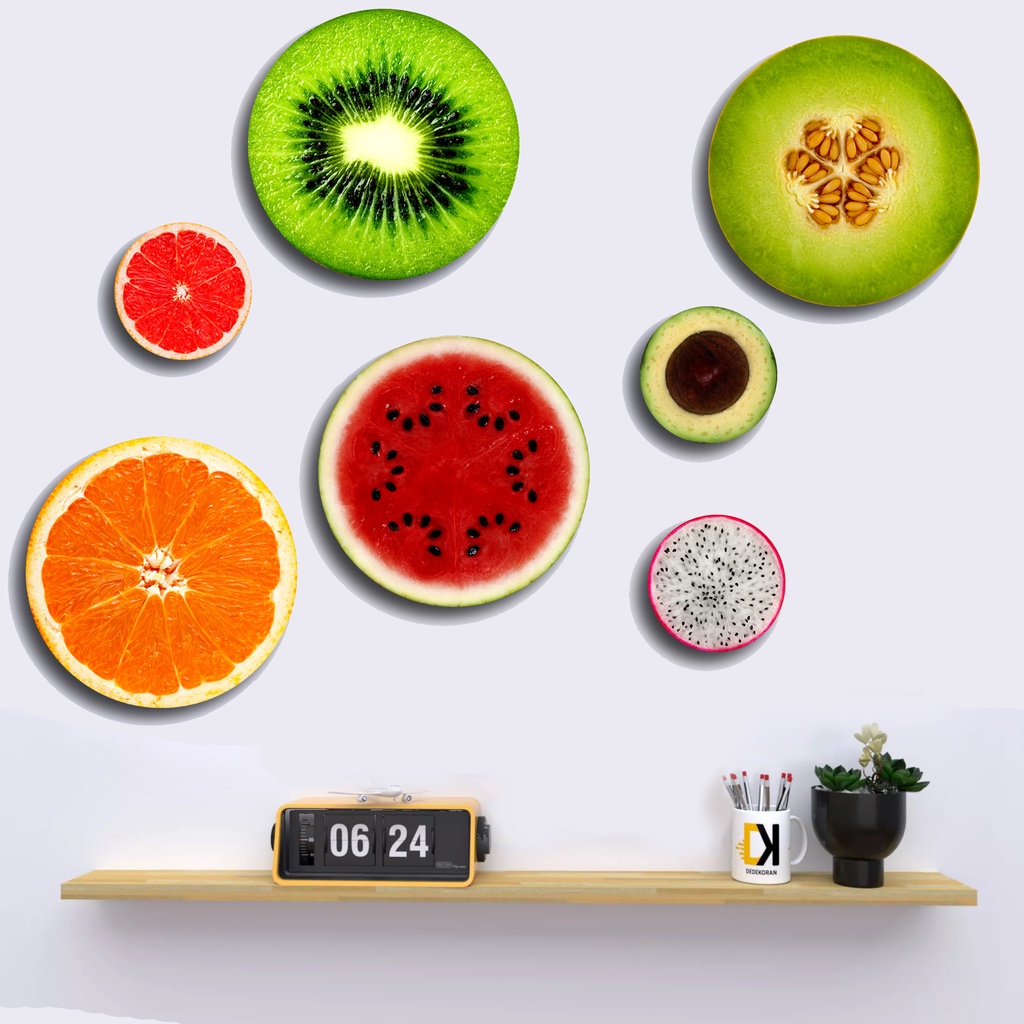 Hiasan Dinding Jam Dinding Kayu Bulat Fruit rajadekorofficial
