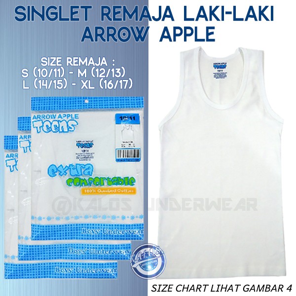 Kaos Singlet Anak Laki-laki (Remaja) Arrow Apple Putih