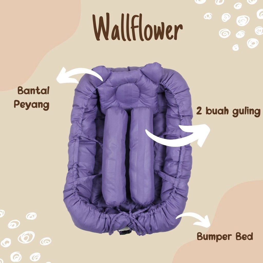 Bumper Bed Set Premium | Kasur Bayi Kelambu - Solid Color - Katun Kingkoil - Kelambu Lepas Complete Set Portable - Baby U Grow-35Wallflower