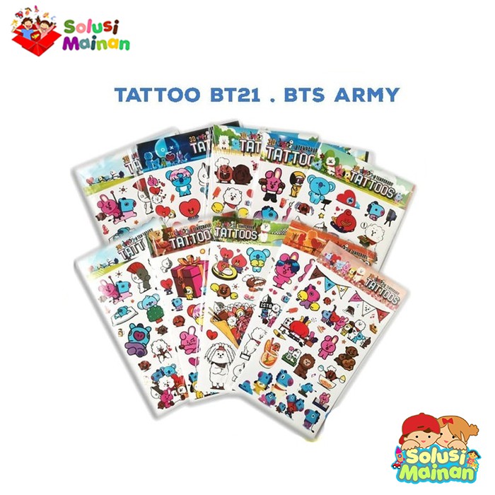 Tattoo Temporary Tatoo Sticker Line Tato Anak BTS KPOP Army