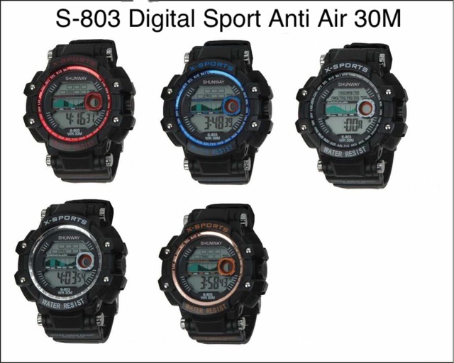 ［W.R 30M］Jam tangan Digital sport pria Anti Air 30M  S-803