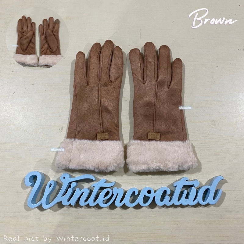 Sarung tangan winter wanita suede gloves musim dingin cewek import hangat tebal bromo