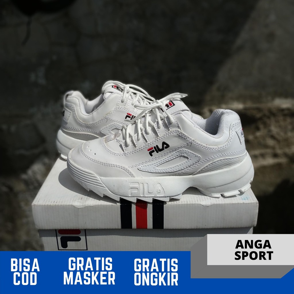 SEPATU SNEAKERS WANITA DISRUPTOR 2 FULL WHITE KASUAL SPORT CEWEK RUNNING TERMURAH MADE IN VIETNAM