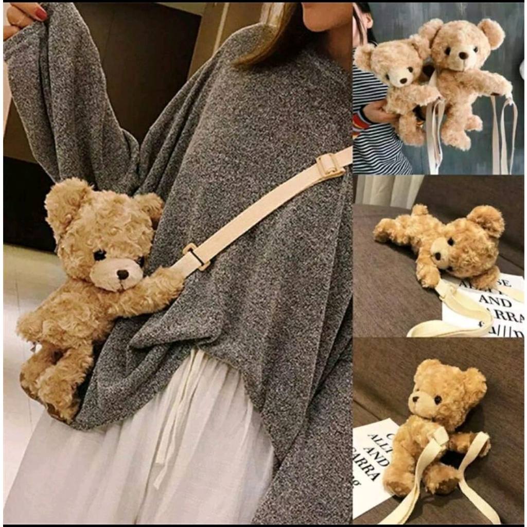 Tas Boneka Merangkul Tas selempang anak Masuk HP Bahan Bulu Korea