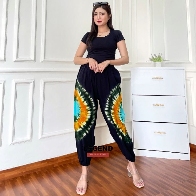 CELANA PANJANG RAYON WANITA CELANA JOGGER SANTAI WANITA TIE DYE CELANA MOTIF BALI