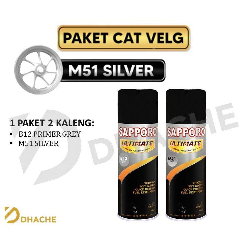 Paket Cat Velg M51 Silver Sapporo Ultimate  / Sapporo Spray