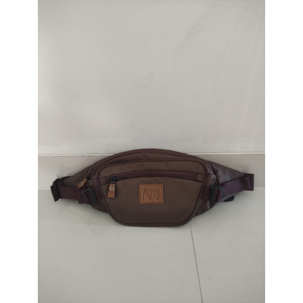 Toko Thabita Waistbag Simple Pria Multifungsi Tas Pinggang Original Distro Waist Bag Warna Coklat