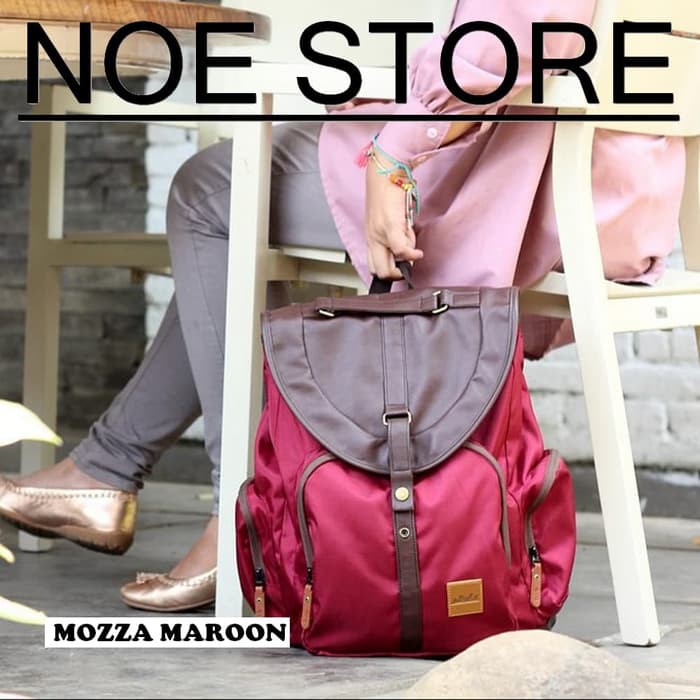 Tas backpack Ransel Sekolah kuliah kerja wanita Tuskbag Mozza maroon  Grosir