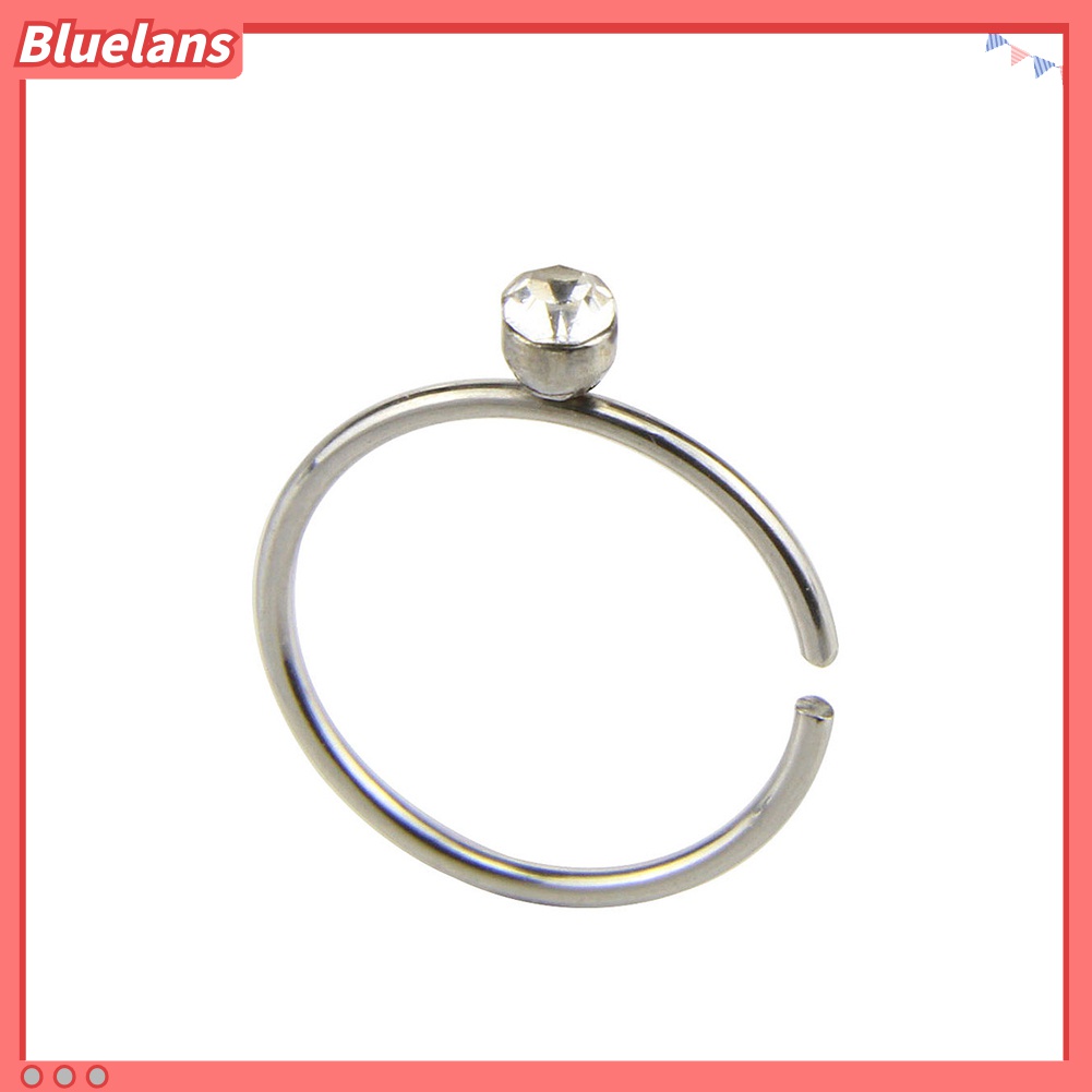 14pcs / Set Anting Tindik Hidung Bentuk C / O Aksen Berlian Imitasi Bahan Stainless Steel Untuk Unisex