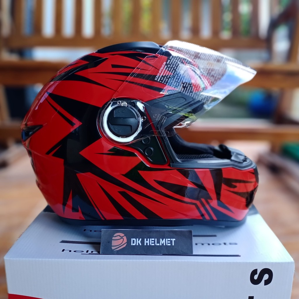  Helm  Full  Face  Zeus Motif ZS 811 Red Dred AL34 Black Red 