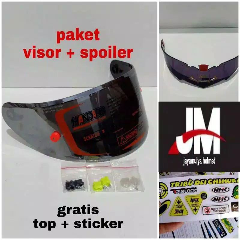 COD ⭐paket flat visor + Spoiler NHK RX9 Iridium blue dan iridium silver iridium gold hitam RX9