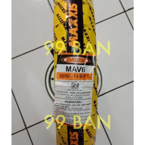 MAXXIS V6: 80/90-14 (BAN TUBELESS MOTOR MATIC VELG 14)