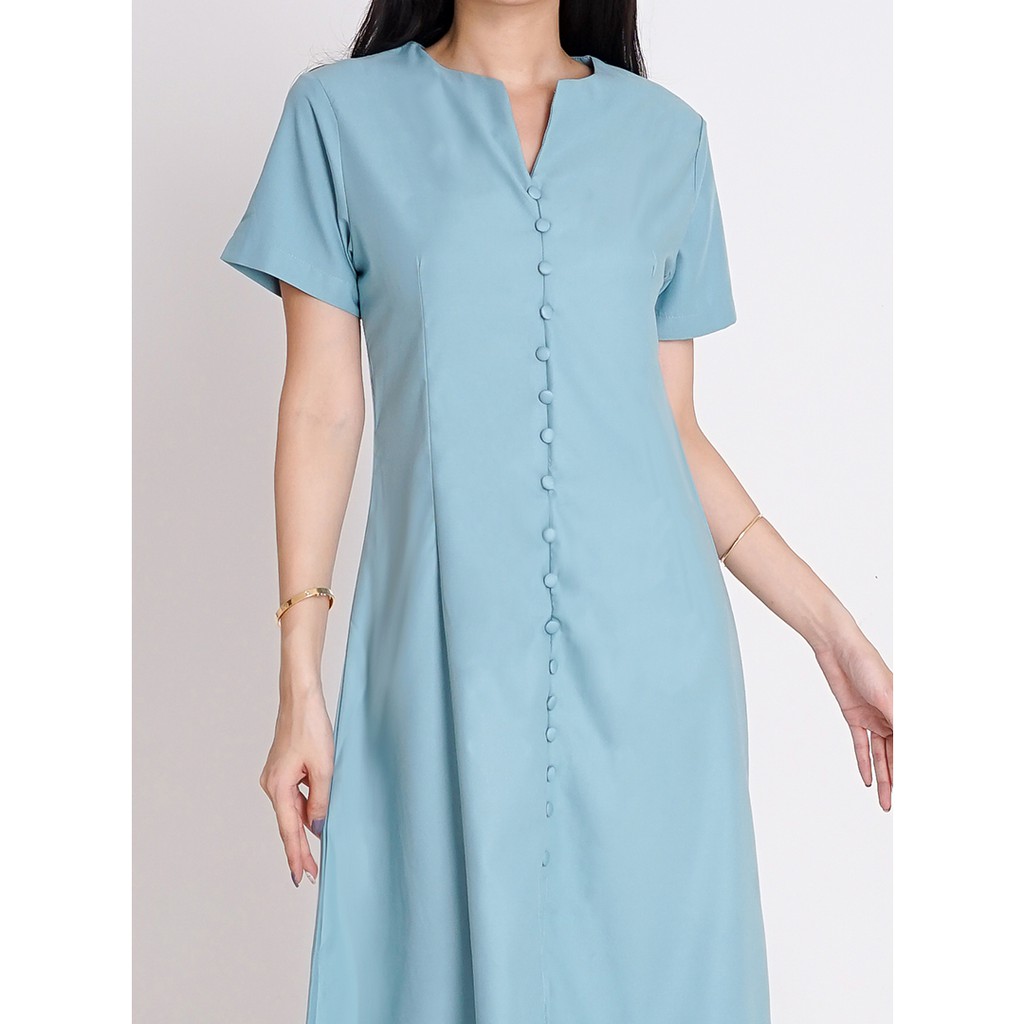 aqua blue midi dress
