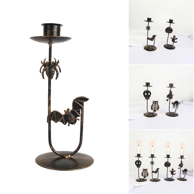 Holder Lilin Bahan Besi Gaya Retro Untuk Dekorasi Halloween