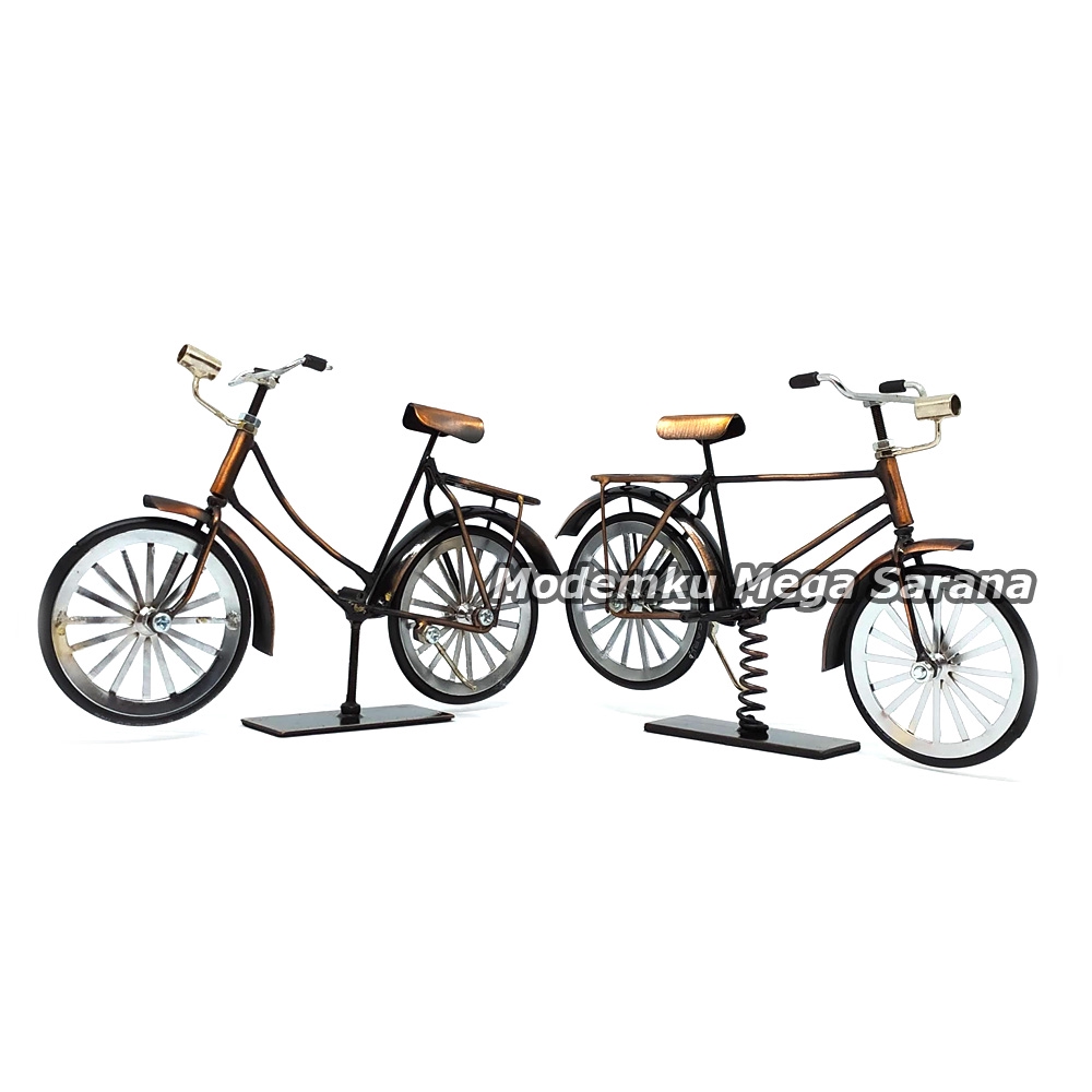 Paket isi 2 - Miniatur Sepeda Ontel Logam Kawat Laki + Perempuan - Ukuran SS