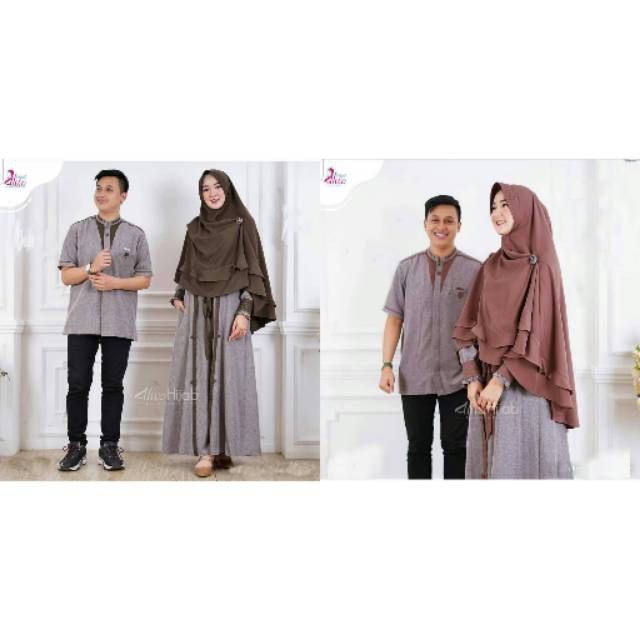 COUPLE MIRABLE Bahan Katun 3G (Dapat Gamis Wanita + Hijab Dan Kemeja Pria) Gamis Muslim Couple