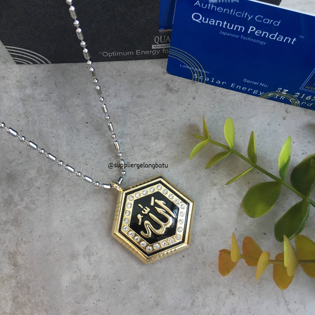 BAYAR DI TEMPAT KALUNG QUANTUM PENDANT HEXAGON ALLAH PERMATA RANTAI